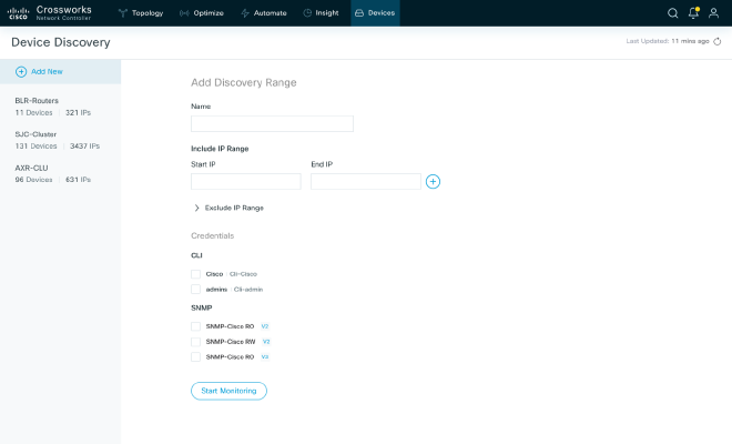 Auto-discovery IP range configuration