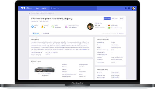 Case details screen